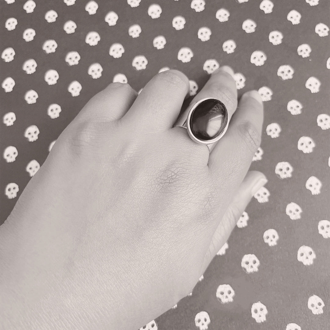 Genuine Black Agate Scrying Ring