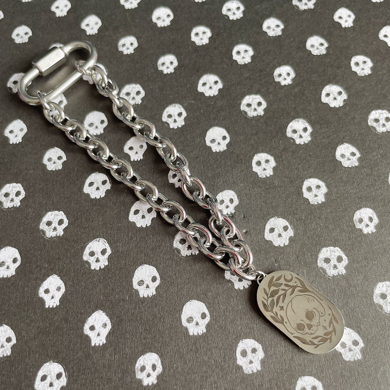 Industrial Floral Dog Tag Bracelet