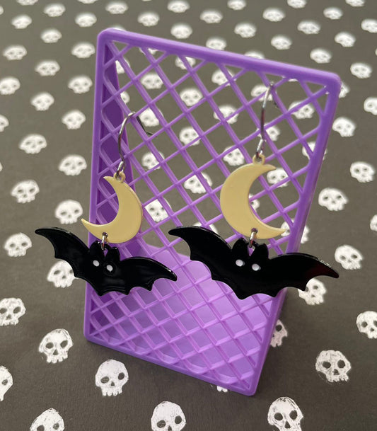 Baby Bat Moon Earrings