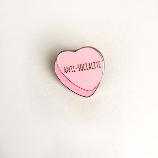 Anti-Socialite - Sweetheart Enamel Pin - Pink