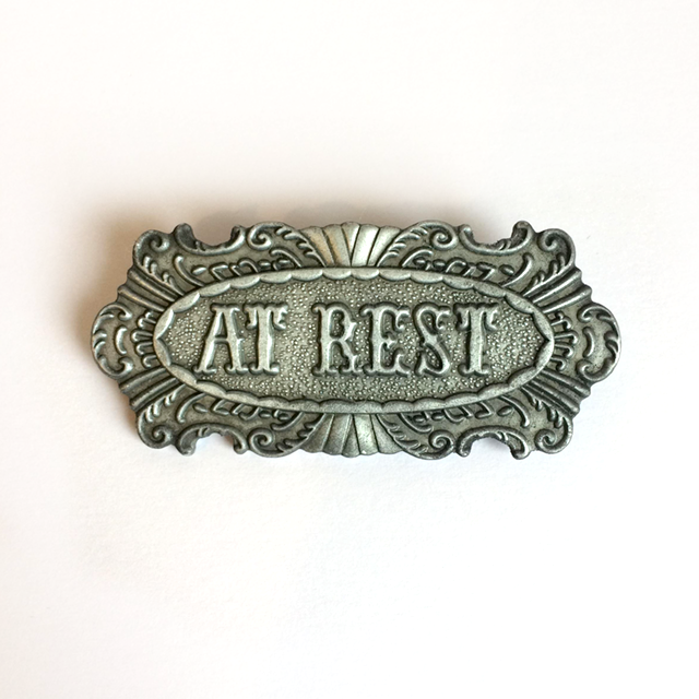 At Rest Reproduction Coffin Plate Brooch