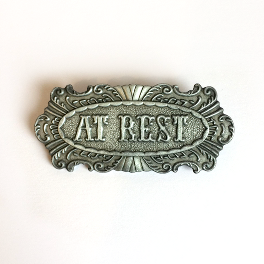 At Rest Reproduction Coffin Plate Brooch