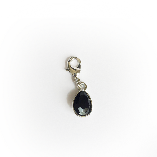 Black Crystal Drop Bracelet Charm