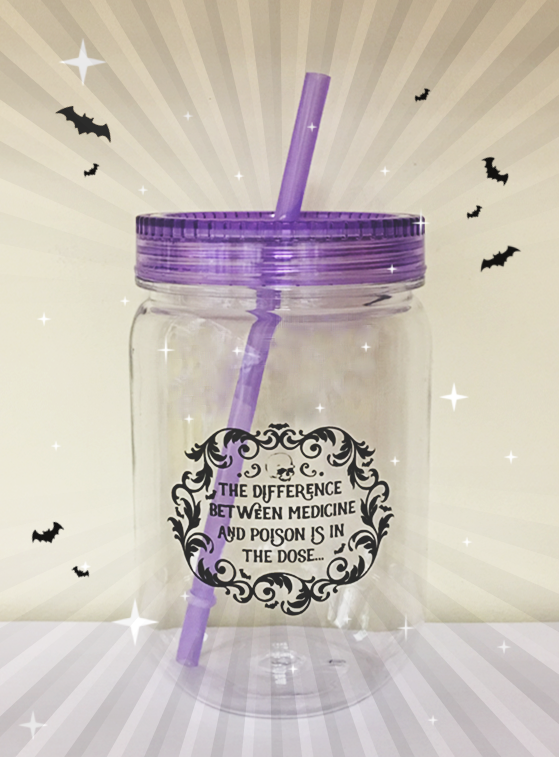 Poison - Purple Drinking Jar with straw