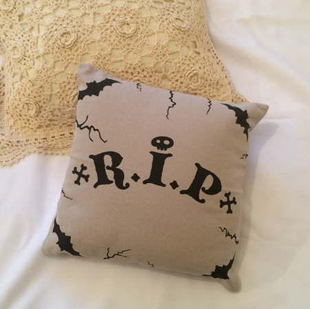Rest In Peace mini tombstone snuggle cushion