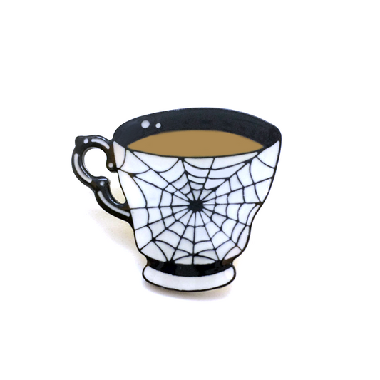 Tea Time Enamel Pin - Spiderweb Teacup (Imperfect - Seconds)